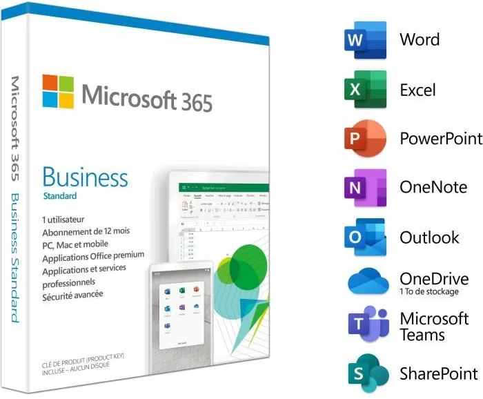 Microsoft 365 Business Standard — abonnement 1 an — Synapses Maroc