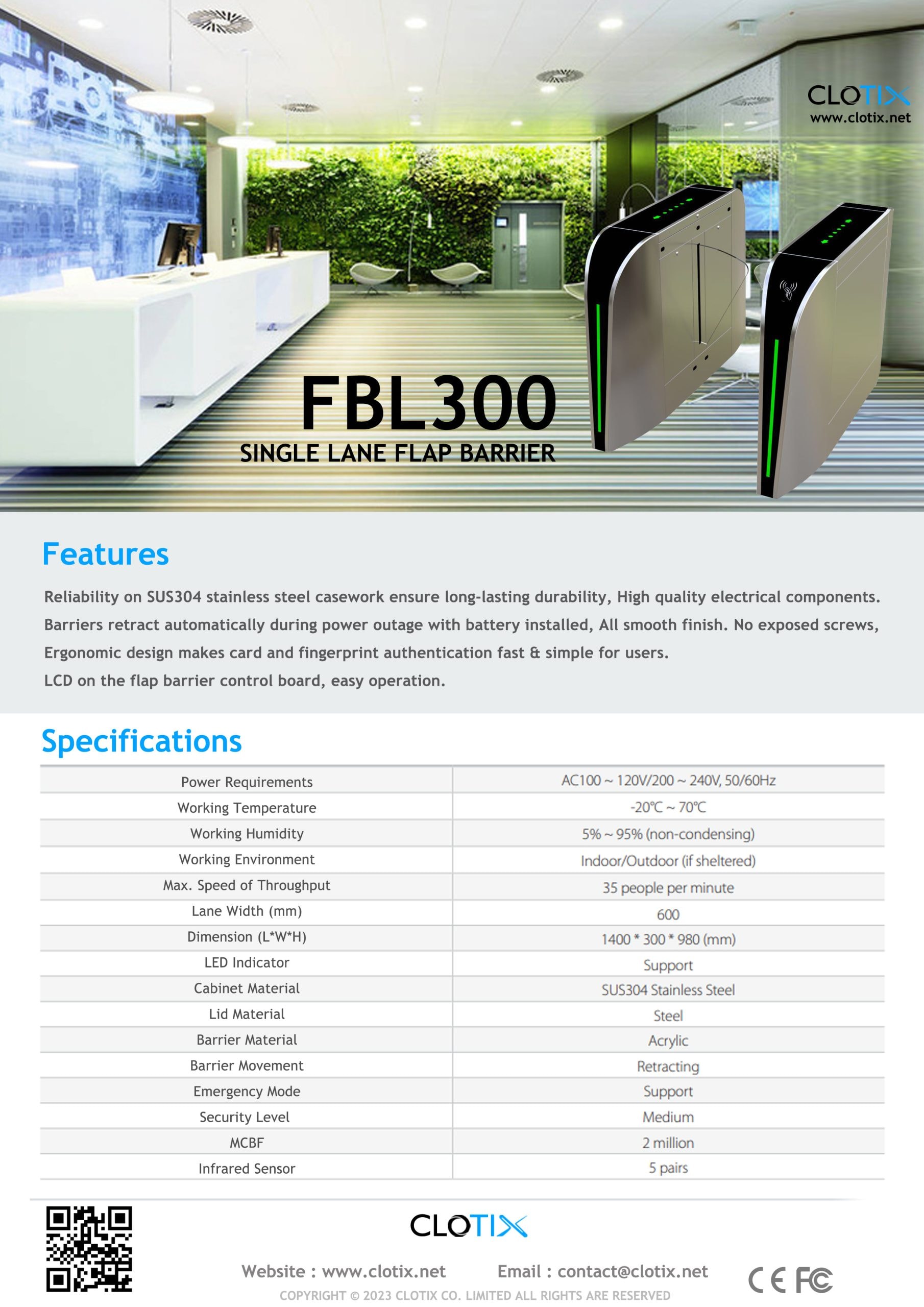 Le tourniquet de barrière FBL300 — Synapses Maroc